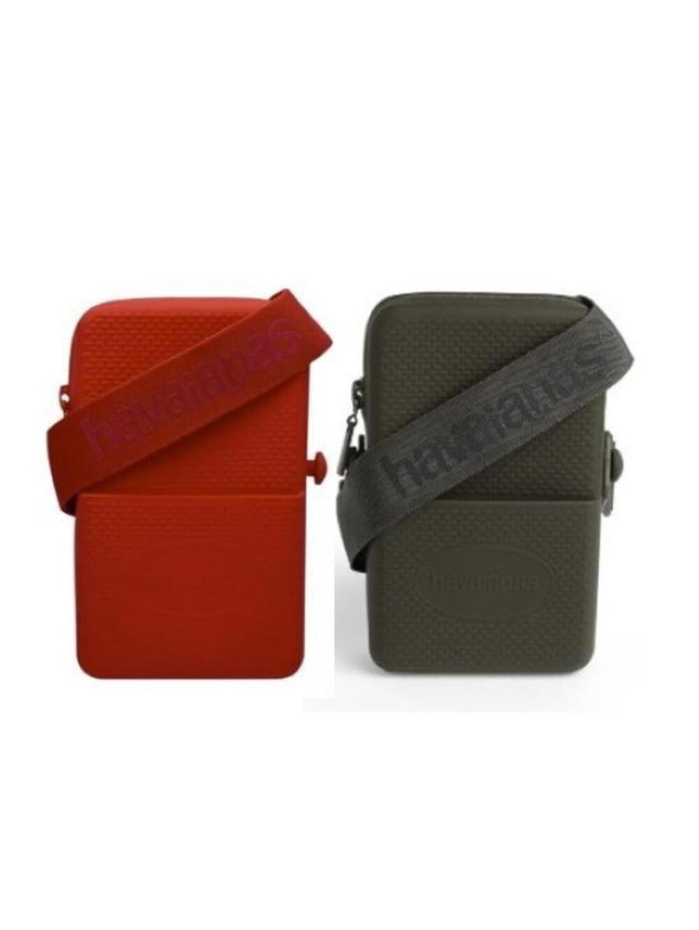 HAVAIANAS Crossbody Unisex Street Bag Cell Phone Holder Silicone Gray or Red NWT